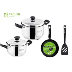 FACUSA - Juego de Ollas Acero Inoxidable con Sarten y espatula