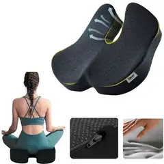 DAUER - Cojín Ergonómico 3D Anatómico para Coxis Viscoelástico Carbón de Bambú