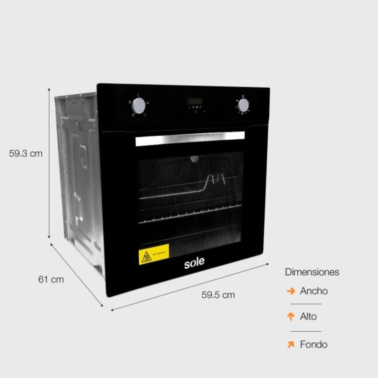 SOLHO021V2 - Horno Empotrable A Gas GLP Convector Rosticero 60cm 70L