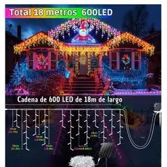 ARTEZA - Luces de navidad en cascada 18 metros 600 Luces Led Solares