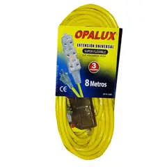 OPALUX - Extensión Eléctrica CASA OFICINA 8 Metros 3 Tomas