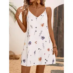 KAST PE - Vestido de Verano Fabiola Blanco con estampado de flores - Talla M