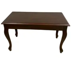 GENERICO - BANQUETA DE MADERA COLOR MARRON CON CAJONERA Y PATAS CURVEADAS