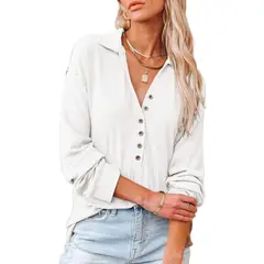 DENISASAA - Camiseta de manga larga con solapa y suéter de otoño e invierno