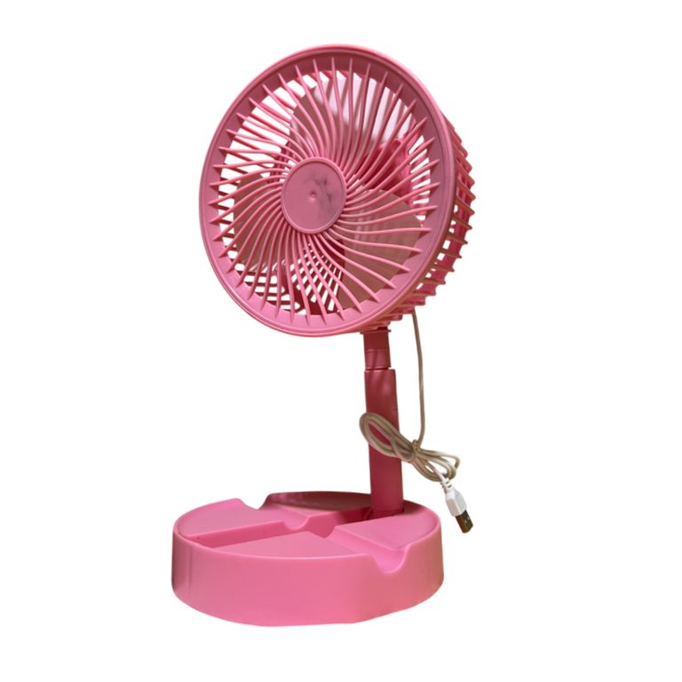 Ventilador portátil rosa de escritorio con conexión USB