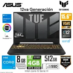 ASUS - Laptop Gamer TUF F15 FX507ZC4-HN005W Intel Core i5-12500H 8GB RAM 512GB SSD RTX 3050-4GB WIN 11