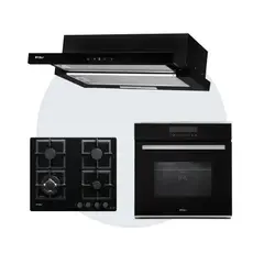 FDV - Tricombo Campana Twin Black 60 cm + Encimera Black 60 GLP + Horno Elite Touch 52 L