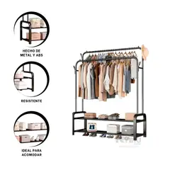 GENERICO - Soporte de Ropa para 40kg Negro Y+Banderitas Adhesivas