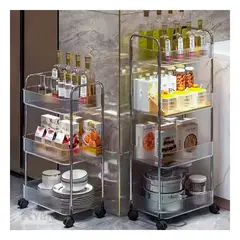 RYBIU IMPORT - Carrito Organizador Transparente con Asas de 3 Niveles