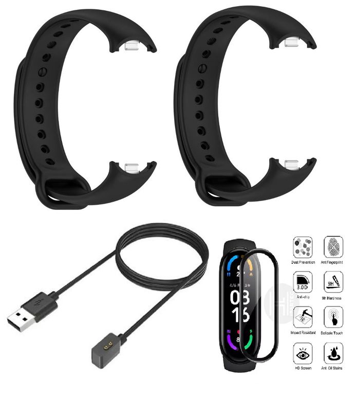Cargador + mica + 2 correas para Xiaomi Mi Band 8, 9, 10