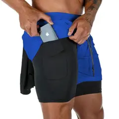 EPAUS - Short 2 en 1 Deportivo para Hombre Color Azúl