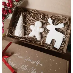 GENERICO - Gift Set x3 Velas Navidad Aromáticas Reno Árbol Pino y Muñeco Jengibre Regalo