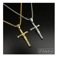 OEM - Collar Hombre Crucifijo en Acero Inoxidable Dorado 316L