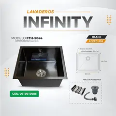 GENERICO - LAVADERO DE COCINA CUADRADO NEGRO FTH-5044