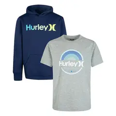 HURLEY - Set Polo y Sudadera con capucha para niños Azul marino/Gris