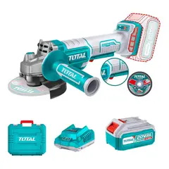 TOTAL TOOLS - Amoladora Angular 4 1/2 Inc. Bateria Cargador Discos Total