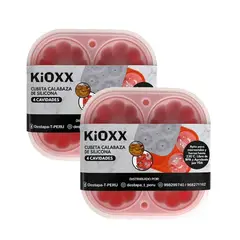 KIOXX - Set de 2 Cubetas de Silicona Calabaza 4 Cavidades Naranja