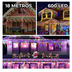 ARTEZA - Luces de navidad Solares de 18 Metros y 600 Led Multicolor