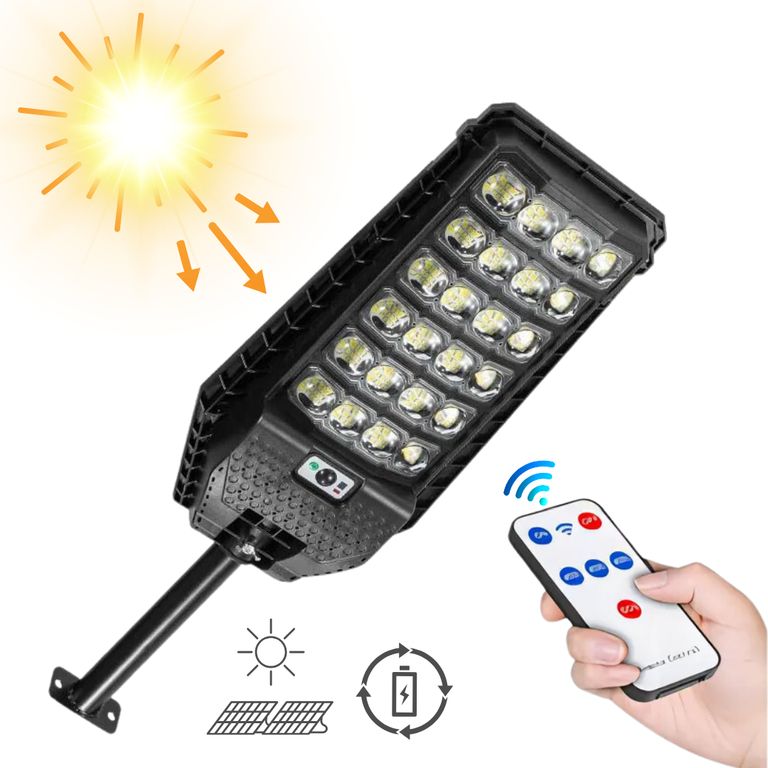 Farola Con Panel Solar Lampara de Jardin con Sensor Movimiento