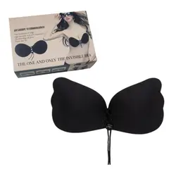 GENERICO - Brasier Sostén Sujetador Invisible Push up con adhesivo y cordón NEGRO