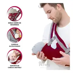 GENERICO - Mochila Porta Bebe Ballena en Guinda Y+Envoltorio de Regalo