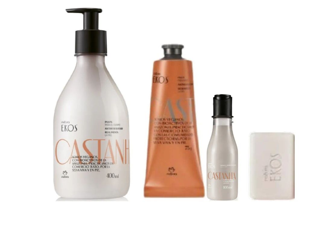 Kit Ekos castaña crema corporal de manos jabon y jab liq