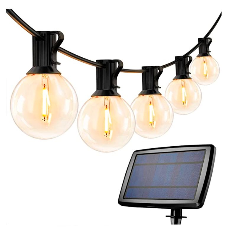 Guirnalda Vintage Para Exterior - Carga Solar - 25 focos en 15 metros