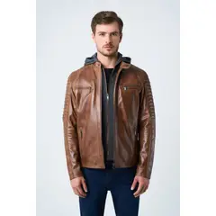 VELEZ - Vélez Casaca Belmont De Cuero Para Hombre Capucha Miel