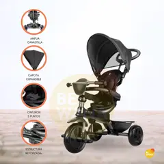 QPLAYGROUND - Triciclo Guiador 4 en 1 para Niños «COSY» Black