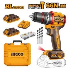 INGCO TOOLS - TALADRO ATORNILLADOR PERCUTOR BRUSHLESS INGCO 20V 66NM CIDLI20668