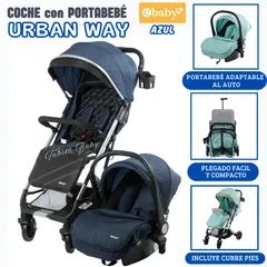 EBABY - Coche Maleta con Portabebé Azul Urban Way