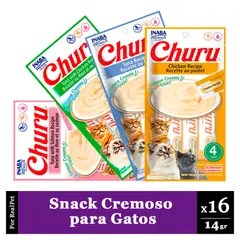 CHURU - Pack x4 Snack Cremoso Gato Varios Sabores 14 gr