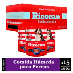 MARCA - Pack Caja x15 Comida Húmeda Perro Ricocan Cordero 100gr