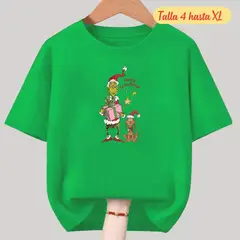 GENERICO - Polos Navidad Algodon Verde El Grinch - Tallas 4 hasta XL