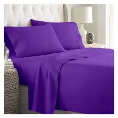 GENERICO - JUEGO DE SÁBANAS 300 HILOS 2 PLAZAS - 4 PIEZAS - Purpura - 2 plazas