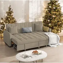 BARAKA HOME - Sofá Cama Multifuncional Rosoman con Almohadas 4 cuerpos - Beige Claro