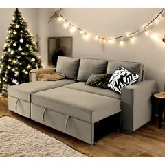 BARAKA HOME - Sofá Cama Multifuncional Radovish con Almohadas 3 cuerpos - Beige Claro