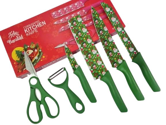 Set de cuchillos navideños verde