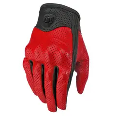 ICON - GUANTES DE CUERO PARA MOTO PERSUIT - ROJO