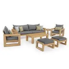 MOBILIARI - MP Juego de Sala para Terraza o Jardín Ely Standard de 2-1-1 cuerpos + 2 Bancas - Gris