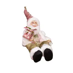 PANADECOR - Figura Decorativa Papa Noel Musical Sentado Rosa 35Cm Poliresina
