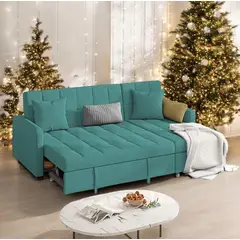 BARAKA HOME - Sofá Cama Multifuncional Rosoman con Almohadas 3 cuerpos - Jade
