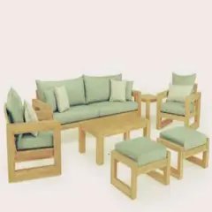 MOBILIARI - MP Juego de Sala para Terraza o Jardín Ely Standard de 2-1-1 cuerpos + 2 Bancas - Verde Claro