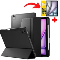 GENERICO - Case + Mica Para iPad Air6 11 M2 (2024) Ipad Air 11 M3 (2025) - NEGRO
