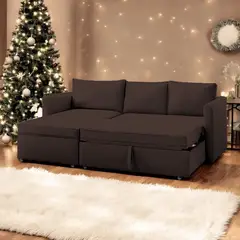 BARAKA HOME - Sofá Cama Multifuncional Kozani 3 cuerpos - Chocolate
