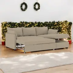 BARAKA HOME - Sofá Cama Multifuncional Veria 3 cuerpos - Beige Claro