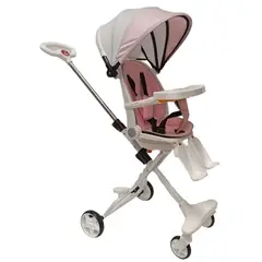 GENERICO - Coche Carriola Giratorio con Mesa de Comer Rosado