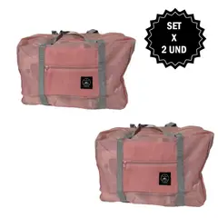 GENERICO - Set x2 Bolsos de mano para viaje plegable de nylon - 45 x 17 x 30 cm