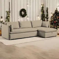 BARAKA HOME - Sofá Seccional Veles con Almohada 3 cuerpos - Beige Claro