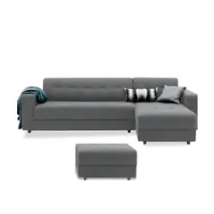 HOGAR & SPACIOS - HYS SECCIONAL DERECHO AMED BANQUETA GRIS OSCURO